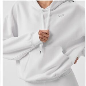 ALO Yoga White Oversized Hoodie Sweatshirt